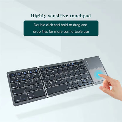 Portable Foldable Folding Keyboard Mini Wireless Bluetooth Keyboard Touchpad Keyboard for Windows Android IOS Tablet Ipad Phone