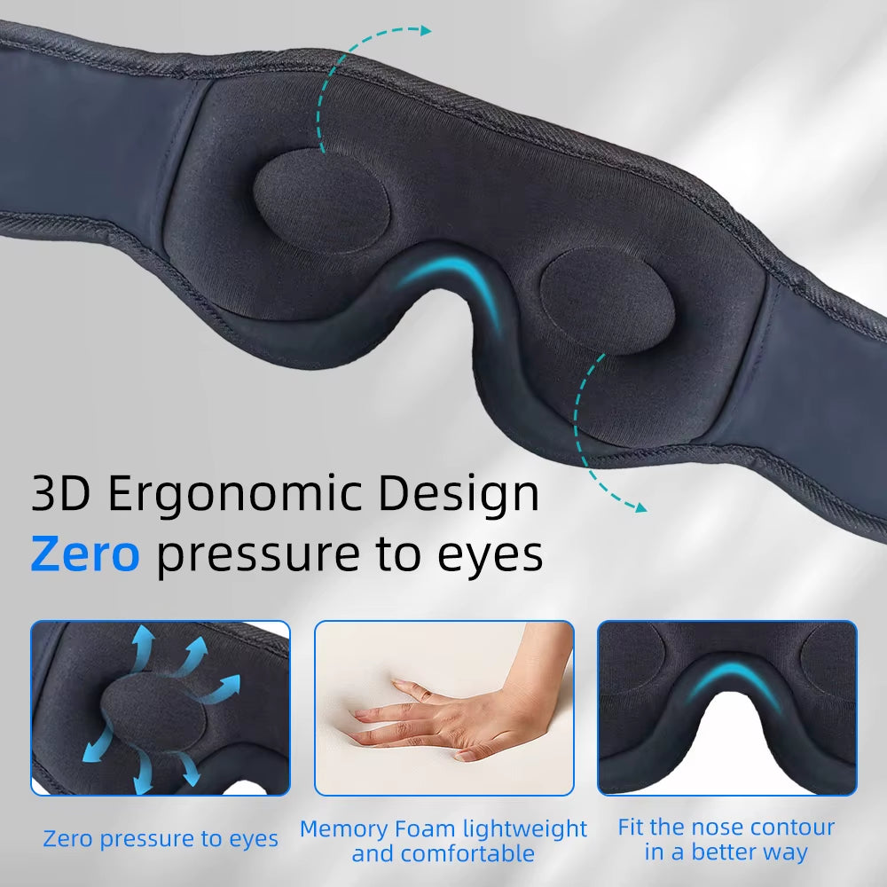 DreamTune 3D: Bluetooth Sleep Mask with Wireless Headset & Adjustable Eye Cover
